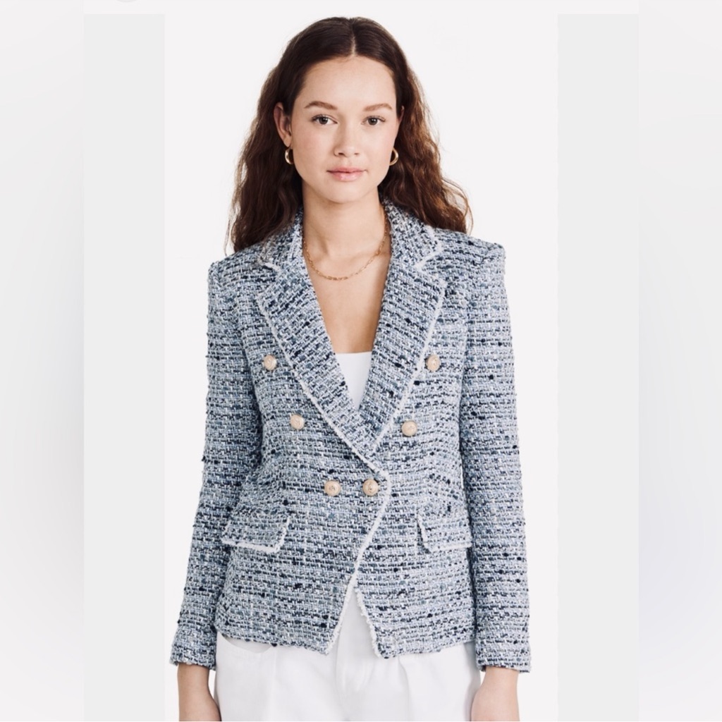 New Tweed Melange Blue Jacket Generation Love Sz L Stunning Nwt Pricefirm!